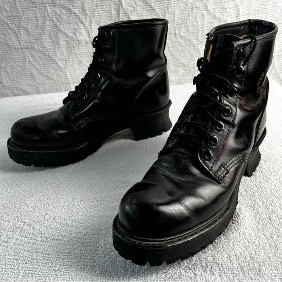 Georgia Boots Mens 7 Womens 8 Black Leather Lace Up Soft Toe Logger Work Sawyer - Picture 15 of 16